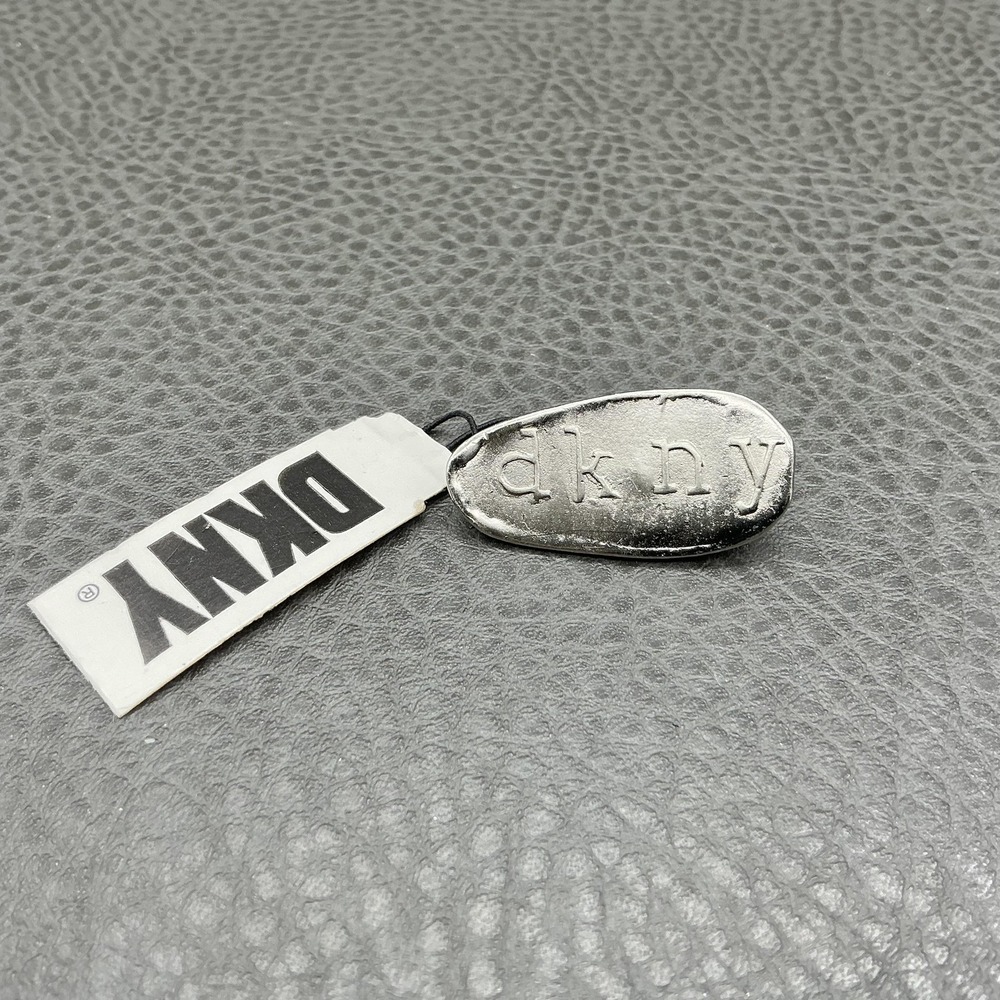 DKNY Logo Brooch Pin Silver Tone Oval Nameplate Lapel Badge Made In USA